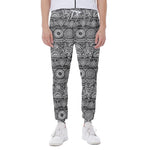 Black And White Ethnic Pattern Print Scuba Joggers