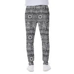 Black And White Ethnic Pattern Print Scuba Joggers