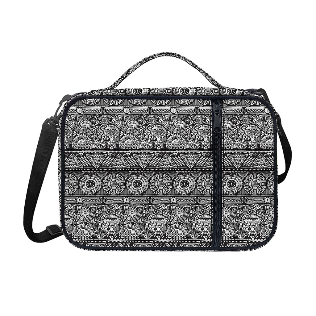 Black And White Ethnic Pattern Print Shoulder Strap Bible Bag