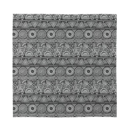 Black And White Ethnic Pattern Print Silk Bandana