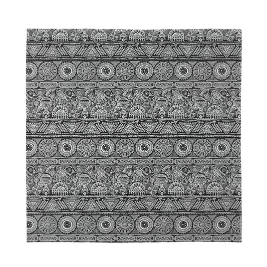 Black And White Ethnic Pattern Print Silk Bandana
