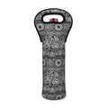 Black And White Ethnic Pattern Print Single Neoprene Wine Tote