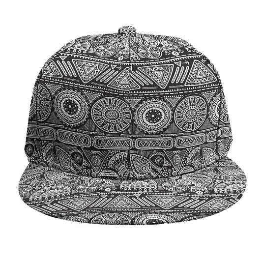Black And White Ethnic Pattern Print Snapback Cap