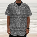 Black And White Ethnic Pattern Print Textured Short Sleeve Shirt