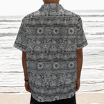 Black And White Ethnic Pattern Print Textured Short Sleeve Shirt