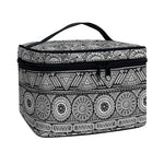 Black And White Ethnic Pattern Print Travel Makeup Bag