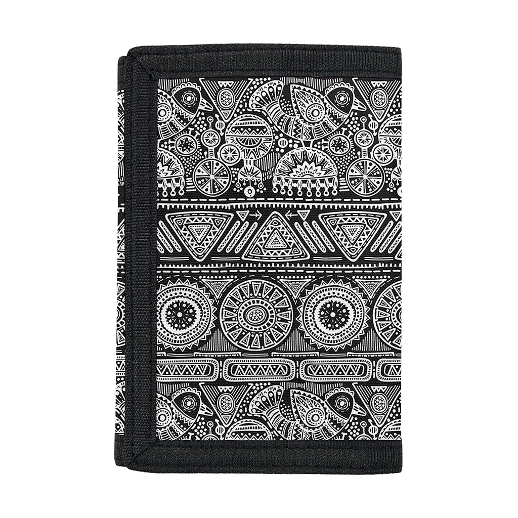 Black And White Ethnic Pattern Print Trifold Wallet