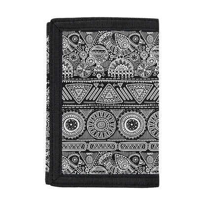 Black And White Ethnic Pattern Print Trifold Wallet