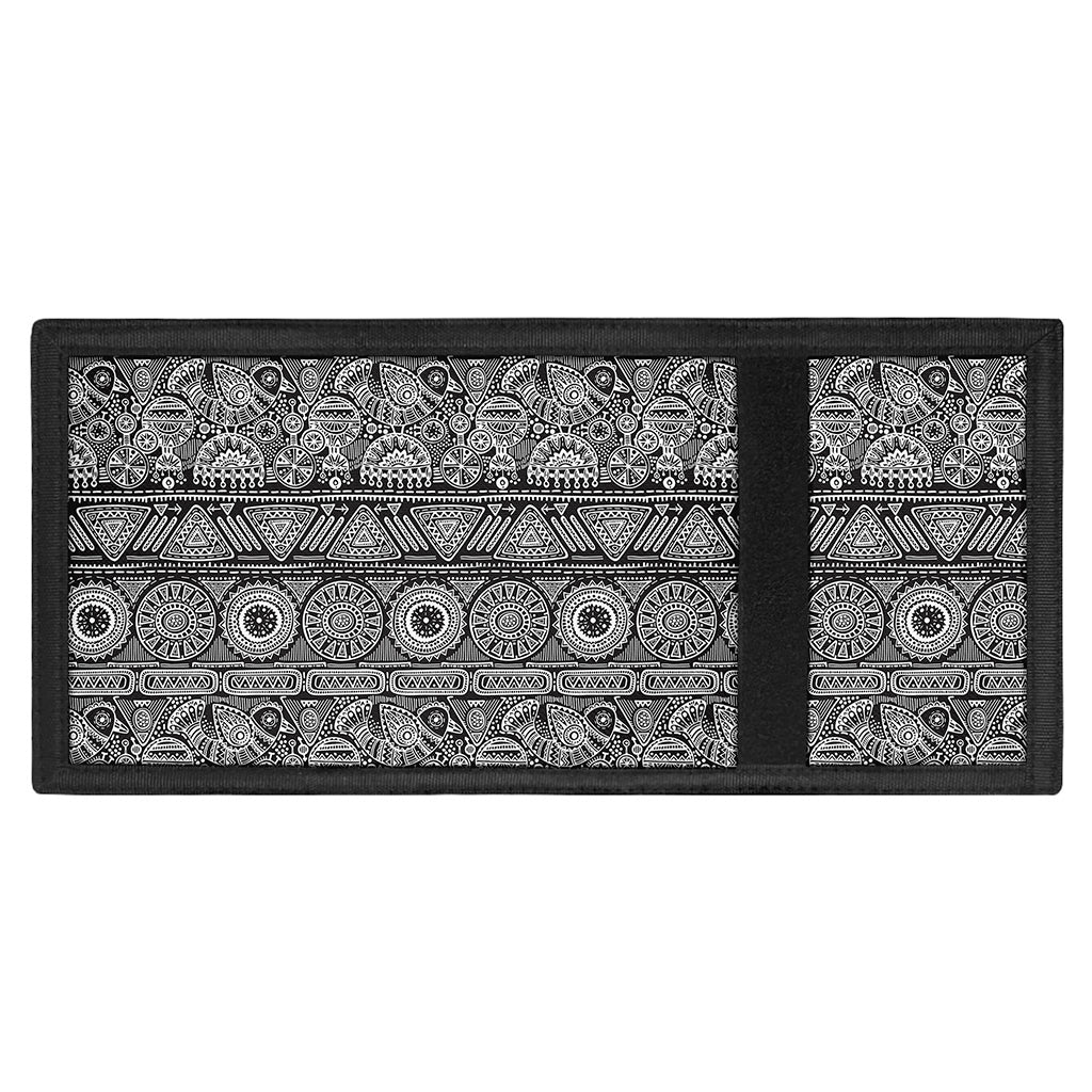 Black And White Ethnic Pattern Print Trifold Wallet
