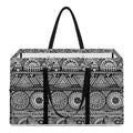 Black And White Ethnic Pattern Print Utility Tote Bag