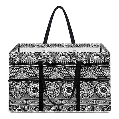 Black And White Ethnic Pattern Print Utility Tote Bag