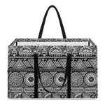 Black And White Ethnic Pattern Print Utility Tote Bag