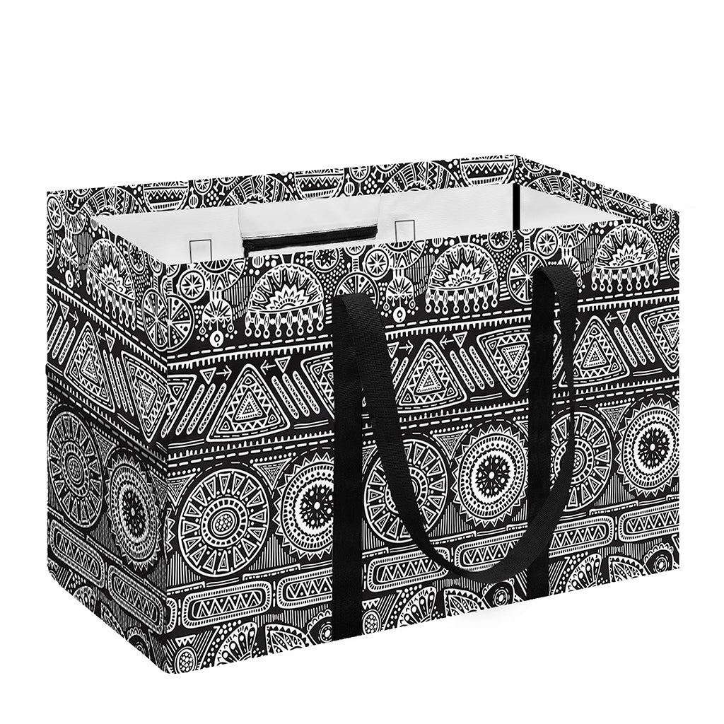Black And White Ethnic Pattern Print Utility Tote Bag