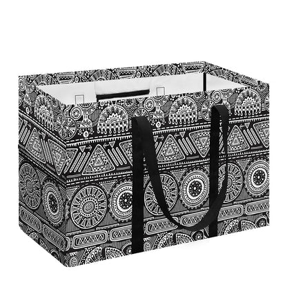 Black And White Ethnic Pattern Print Utility Tote Bag