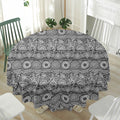 Black And White Ethnic Pattern Print Waterproof Round Tablecloth