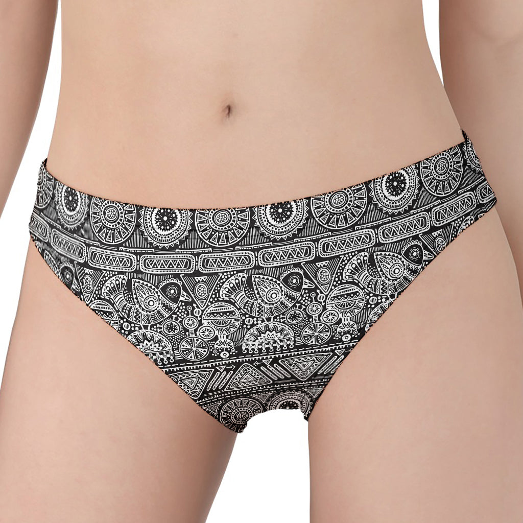 Black And White Ethnic Pattern Print Women's Panties