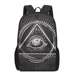 Black And White Eye of Providence Print 17 Inch Backpack