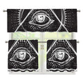 Black And White Eye of Providence Print 3 Piece Kitchen Curtains