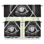 Black And White Eye of Providence Print 3 Piece Kitchen Curtains