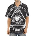 Black And White Eye of Providence Print Aloha Shirt