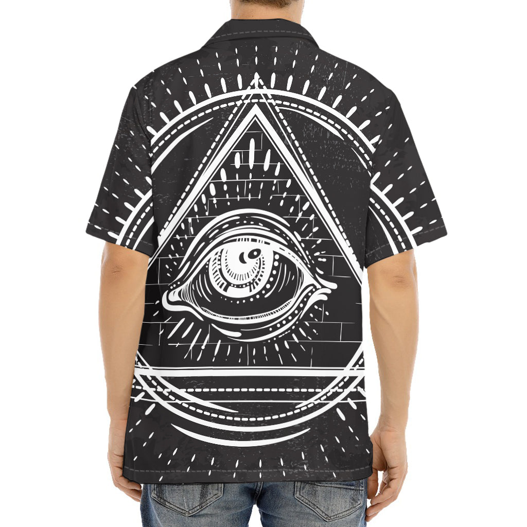 Black And White Eye of Providence Print Aloha Shirt