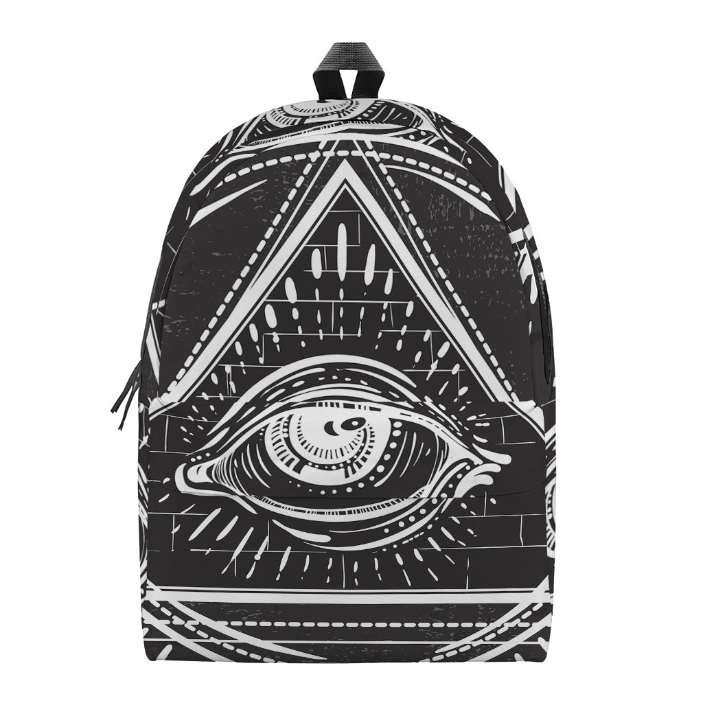 Black And White Eye of Providence Print Backpack