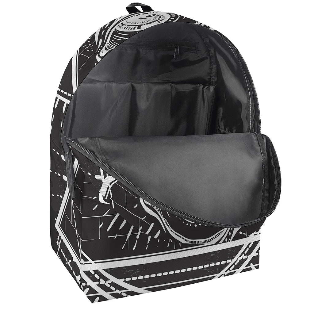 Black And White Eye of Providence Print Backpack
