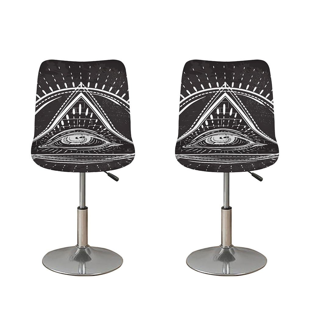 Black And White Eye of Providence Print Bar Stool Covers