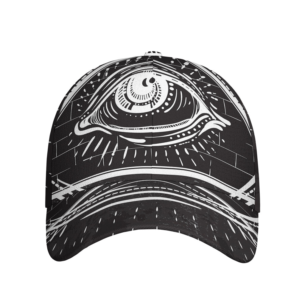 Black And White Eye of Providence Print Baseball Cap
