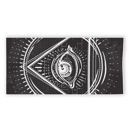 Black And White Eye of Providence Print Beach Towel