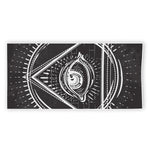 Black And White Eye of Providence Print Beach Towel