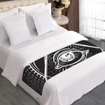 Black And White Eye of Providence Print Bed Runner