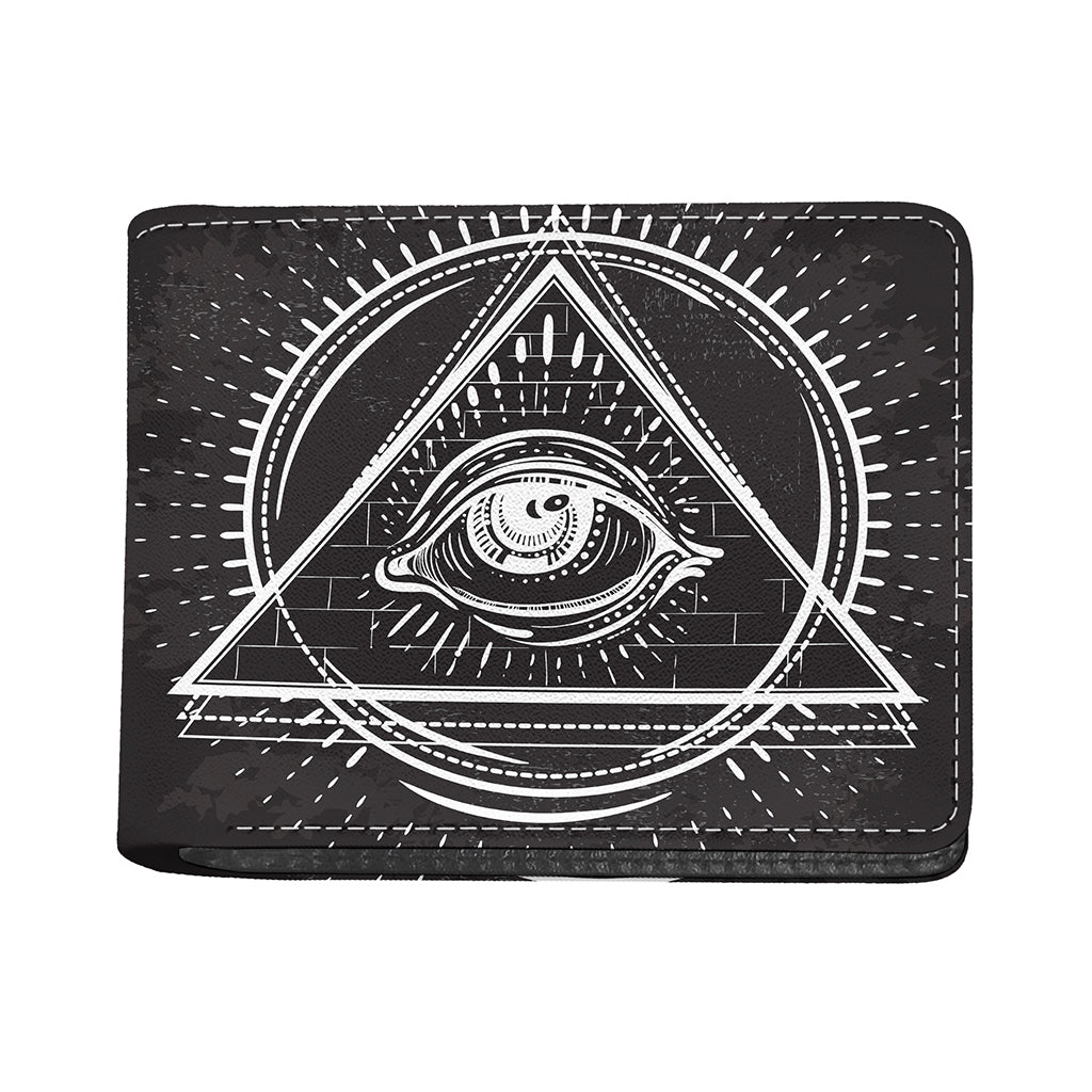 Black And White Eye of Providence Print Bifold Wallet