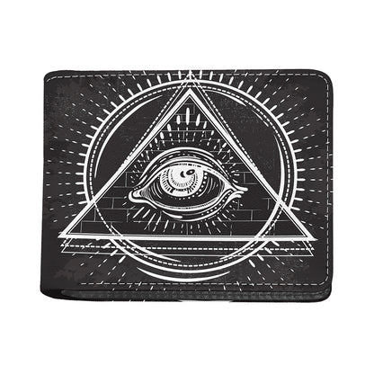 Black And White Eye of Providence Print Bifold Wallet