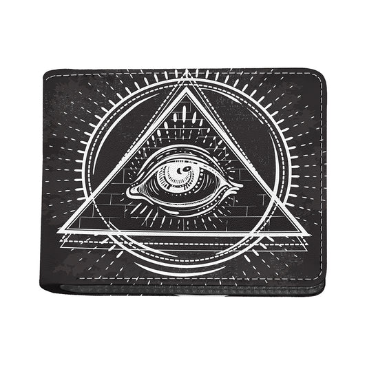 Black And White Eye of Providence Print Bifold Wallet
