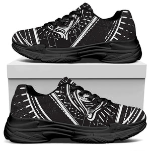 Black And White Eye of Providence Print Black Chunky Shoes