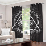 Black And White Eye of Providence Print Blackout Grommet Curtains