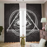 Black And White Eye of Providence Print Blackout Pencil Pleat Curtains