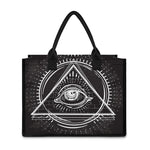 Black And White Eye of Providence Print Canvas Tote Bag
