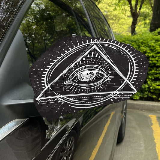 Black And White Eye of Providence Print Car Side Mirror Covers