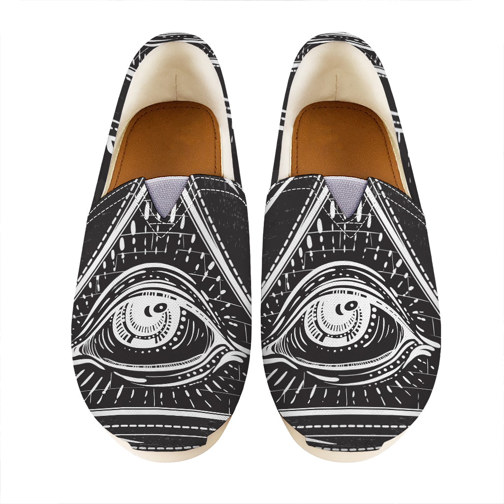 Black And White Eye of Providence Print Casual Shoes