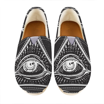 Black And White Eye of Providence Print Casual Shoes
