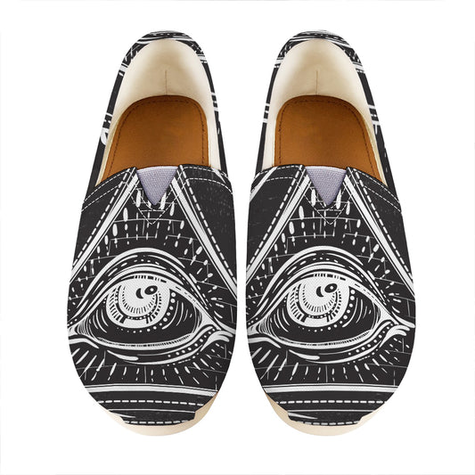 Black And White Eye of Providence Print Casual Shoes