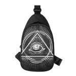 Black And White Eye of Providence Print Chest Bag