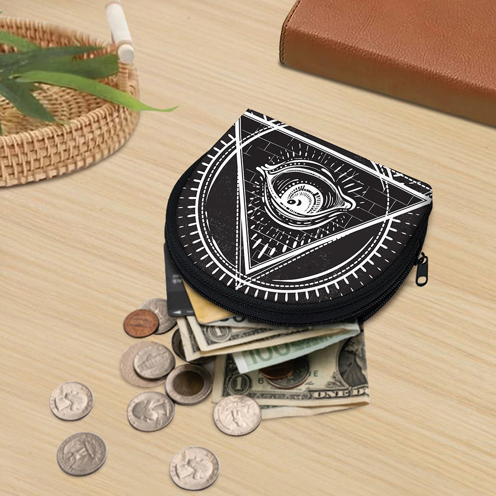 Black And White Eye of Providence Print Coin Purse
