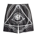 Black And White Eye of Providence Print Cotton Shorts