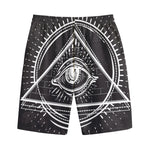 Black And White Eye of Providence Print Cotton Shorts