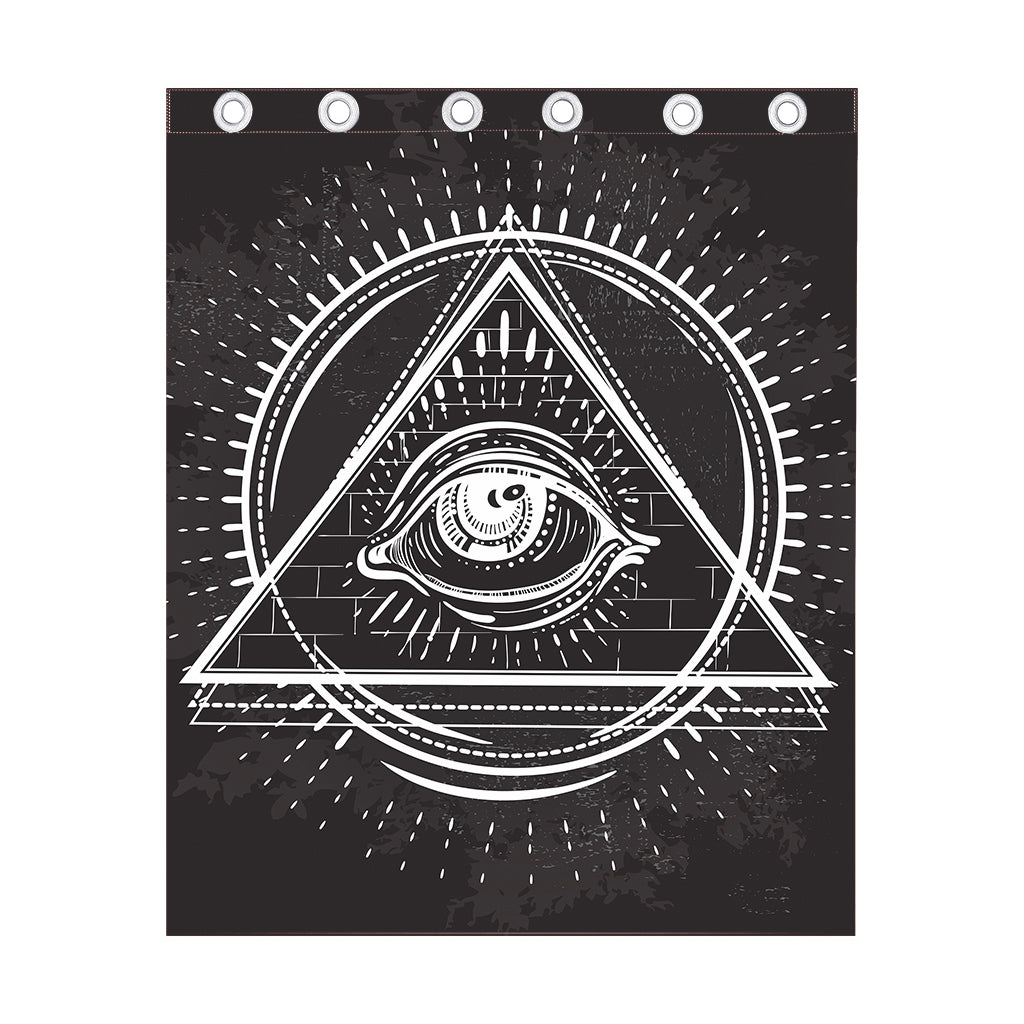 Black And White Eye of Providence Print Curtain