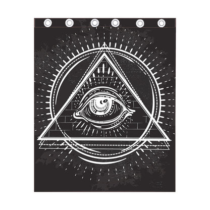 Black And White Eye of Providence Print Curtain