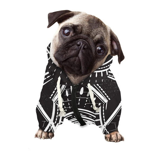 Black And White Eye of Providence Print Dog Zip Up Hoodie
